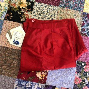 Vintage 80s / 90s Red 100% Silk Pants NWT
